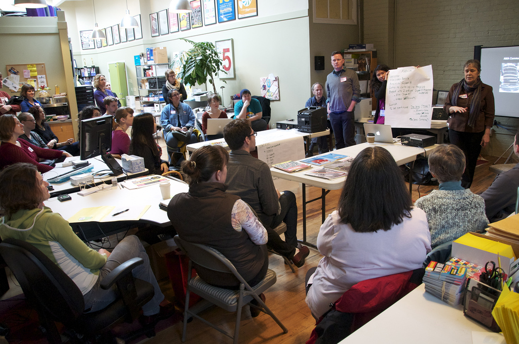 Presentation during the Community Archiving Workshop at Three Dollar Bill Cinema in Seattle, WA 2012. Photo by: Rachel Beattie.