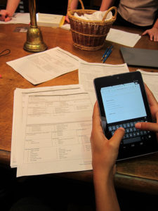 Using a mobile device to complete the inventory and condition form, CAW 2014, Savannah, GA.