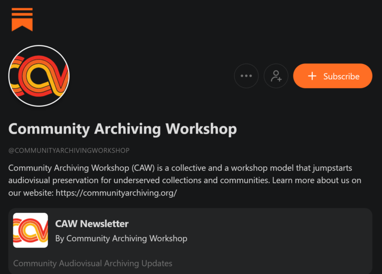 Screenshot of the profile page for the CAW Newsletter on Substack